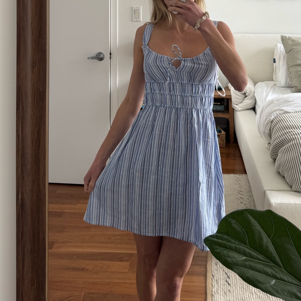 Ghanda Blue and White Striped Sundress